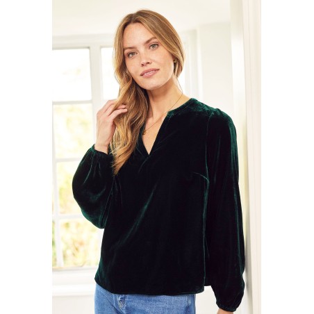 Limited Edition Faye Velvet Blouse | Emerald Hot New Item