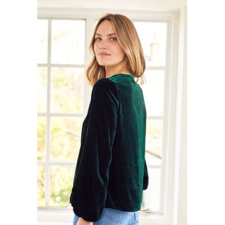 Limited Edition Faye Velvet Blouse | Emerald Hot New Item