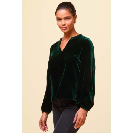 Limited Edition Faye Velvet Blouse | Emerald Hot New Item