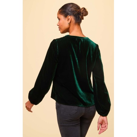 Limited Edition Faye Velvet Blouse | Emerald Hot New Item