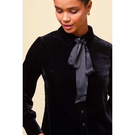 Limited Edition Ffion Velvet Shirt | Black New Stock