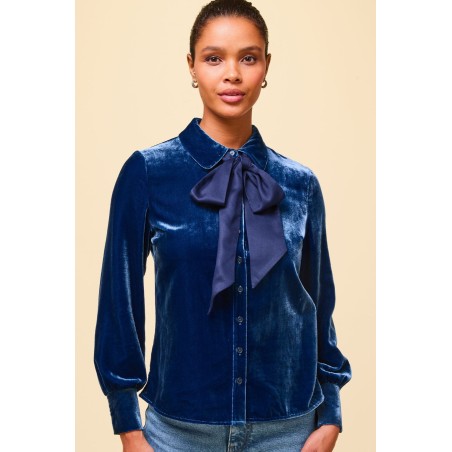 Limited Edition Ffion Velvet Shirt | Blue Sapphire Just In