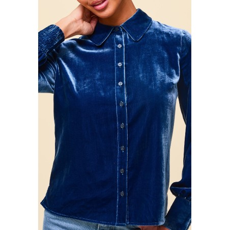 Limited Edition Ffion Velvet Shirt | Blue Sapphire Just In