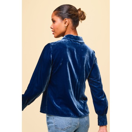 Limited Edition Ffion Velvet Shirt | Blue Sapphire Just In