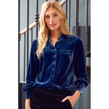 Limited Edition Ffion Velvet Shirt | Blue Sapphire Just In