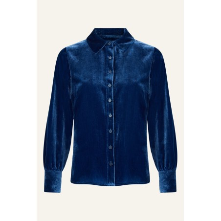 Limited Edition Ffion Velvet Shirt | Blue Sapphire Just In