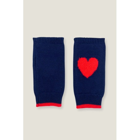 Limited Edition Fingerless Heart Gloves | Navy/Red New Release