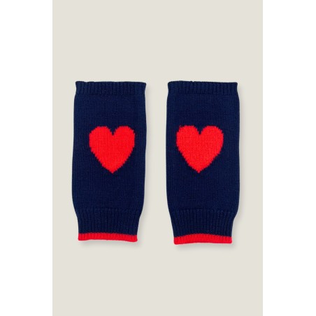 Limited Edition Fingerless Heart Gloves | Navy/Red New Release