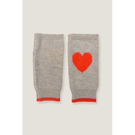 Limited Edition Fingerless Heart Gloves | Oat/Orange Ready for Shipment