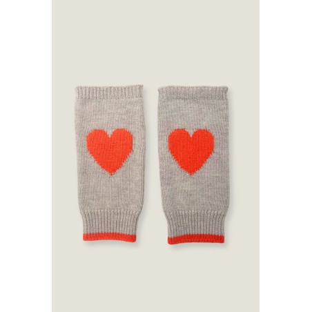 Limited Edition Fingerless Heart Gloves | Oat/Orange Ready for Shipment