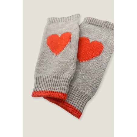 Limited Edition Fingerless Heart Gloves | Oat/Orange Ready for Shipment