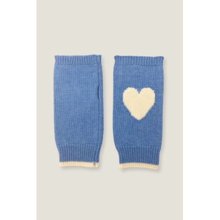 Limited Edition Fingerless Heart Gloves | Serene Blue/Cream Latest Edition