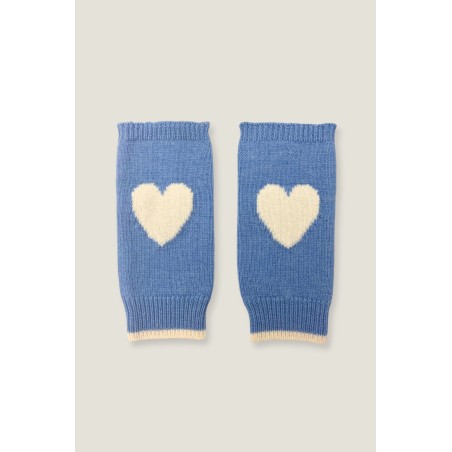 Limited Edition Fingerless Heart Gloves | Serene Blue/Cream Latest Edition