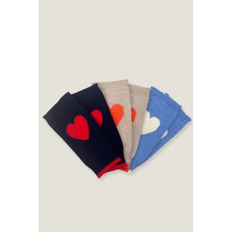 Limited Edition Fingerless Heart Gloves | Serene Blue/Cream Latest Edition