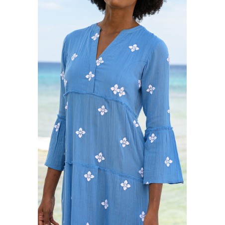 Limited Edition Florence Embroidered Kaftan | Blue/White Immediate Availability