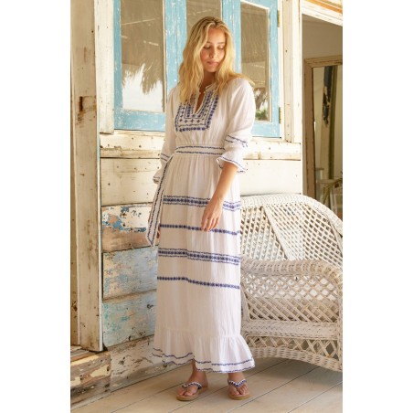 Limited Edition Freida Dress | White/Cobalt Latest Edition