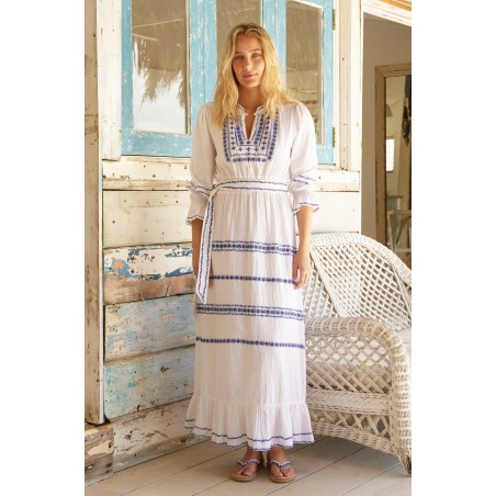 Limited Edition Freida Dress | White/Cobalt Latest Edition