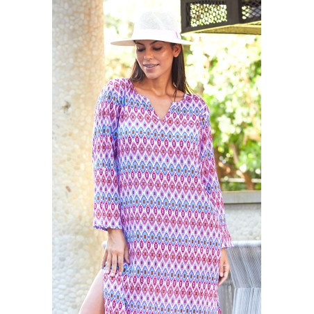 Limited Edition Guadalupe Maxi Tunic | Aztec Raspberry In Stock