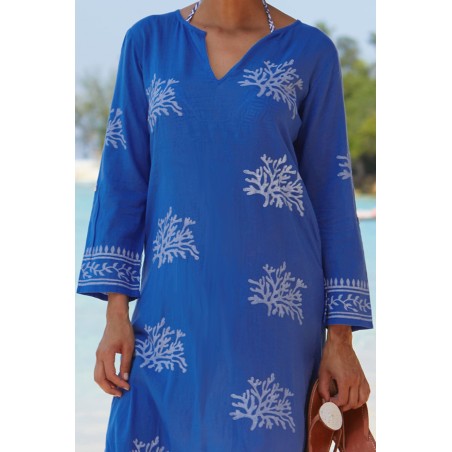 Limited Edition Guadalupe Maxi Tunic | Cobalt Blue/White On Hand Now