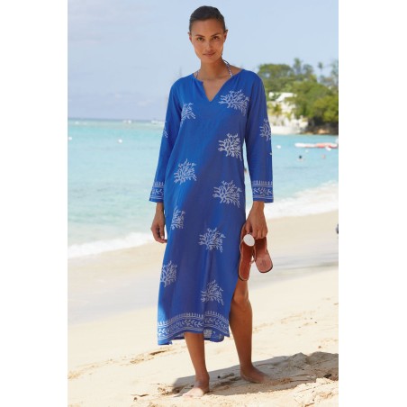 Limited Edition Guadalupe Maxi Tunic | Cobalt Blue/White On Hand Now