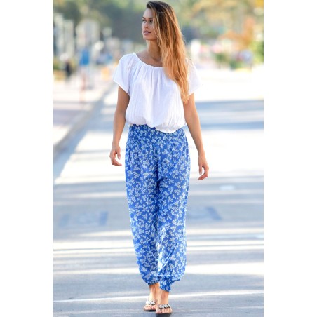 Limited Edition Harem Trousers | Oak Leaf Marina Blue/White Just Launched