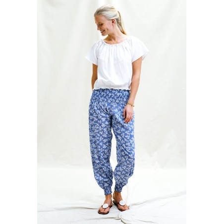 Limited Edition Harem Trousers | Oak Leaf Marina Blue/White Just Launched