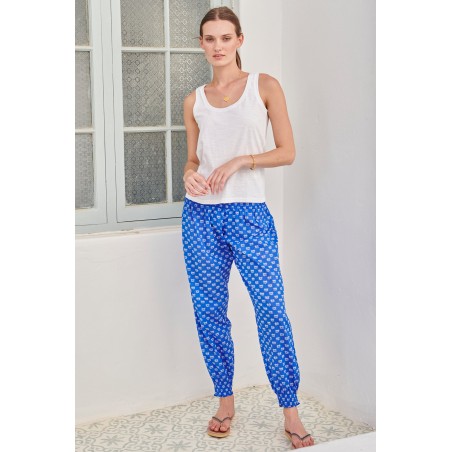 Limited Edition Harem Trousers | Lotus Flower Blue/White Hot New Item