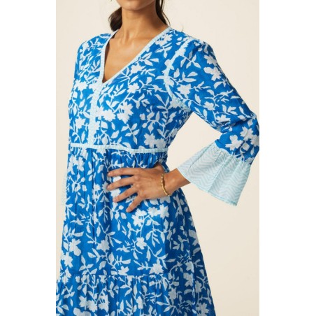 Limited Edition Hayden Block Print Dress | Japanese Cobalt New Stock