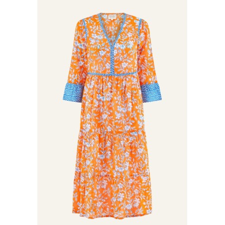 Limited Edition Hayden Block Print Dress | Japanese Orange/Cobalt Just In