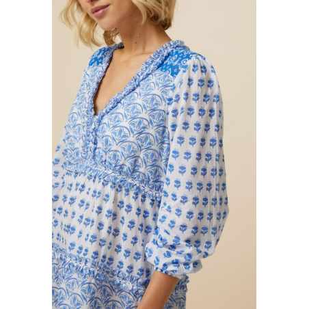 Limited Edition Henrietta Dress | Print Mix White/Blue