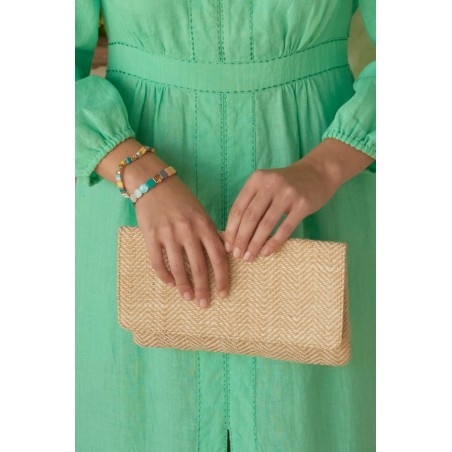 Limited Edition Heringbone Jute Clutch | Natural/White Available for Immediate Shipping