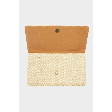 Limited Edition Heringbone Jute Clutch | Natural/White Available for Immediate Shipping