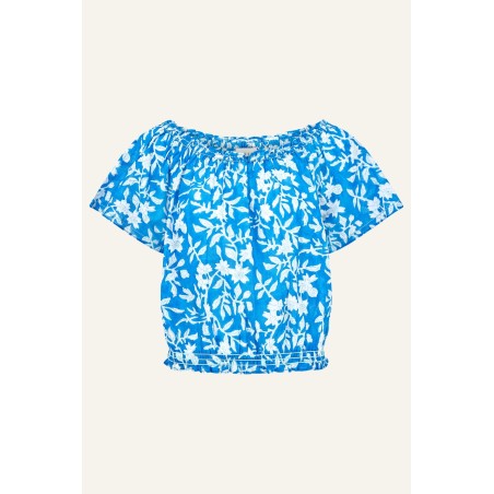 Limited Edition Ilana Block Print Organic Cotton Top | Cobalt New Collection