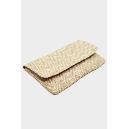 Limited Edition Heringbone Jute Clutch | Natural/White Available for Immediate Shipping