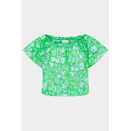 Limited Edition Ilana Block Print Organic Cotton Top | Apple Green Just In