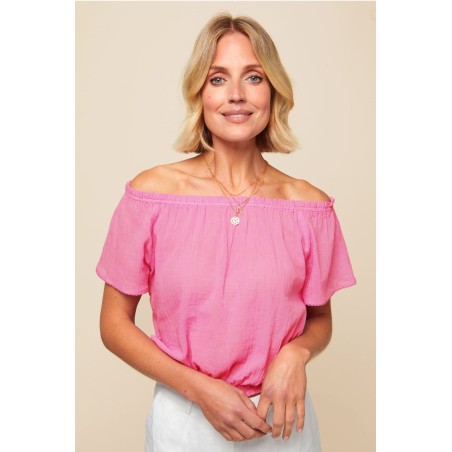 Limited Edition Ilana Frill Organic Cotton Gauze Top | Pink Available for Immediate Shipping