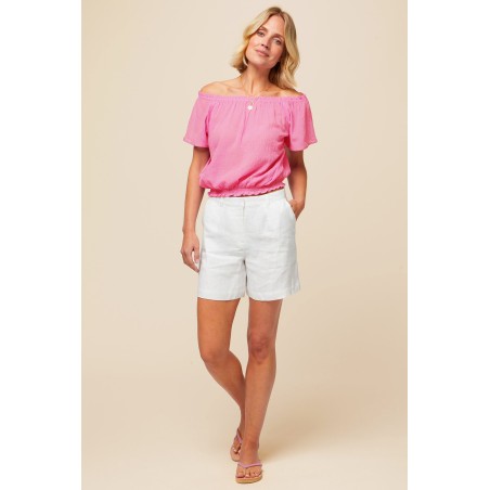 Limited Edition Ilana Frill Organic Cotton Gauze Top | Pink Available for Immediate Shipping