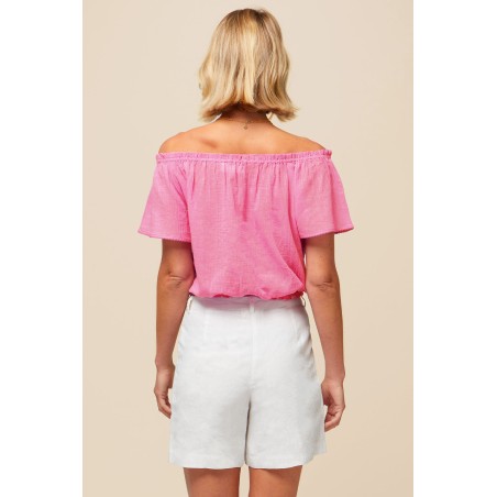 Limited Edition Ilana Frill Organic Cotton Gauze Top | Pink Available for Immediate Shipping