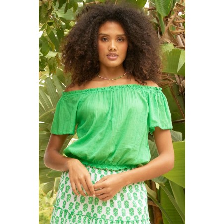 Limited Edition Ilana Frill Organic Cotton Gauze Top | Green New Release