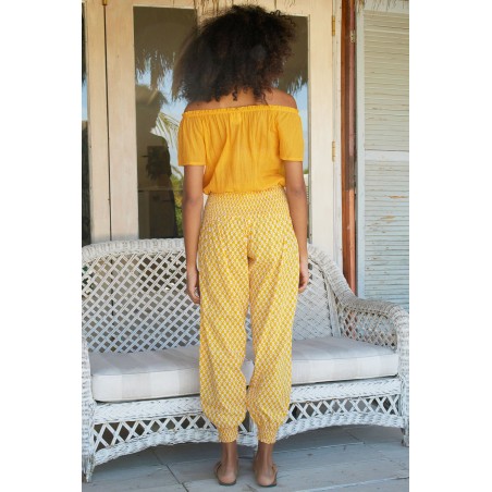 Limited Edition Ilana Frill Organic Cotton Gauze Top | Yellow Ready for Shipment