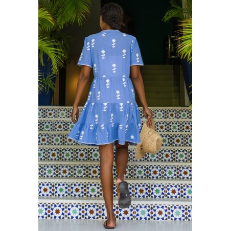 Limited Edition India Embroidered Dress | Blue/White New Release