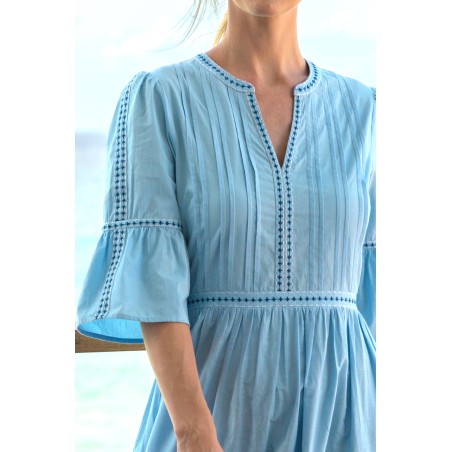 Limited Edition Izzie Embroidered Dress | Pale Blue