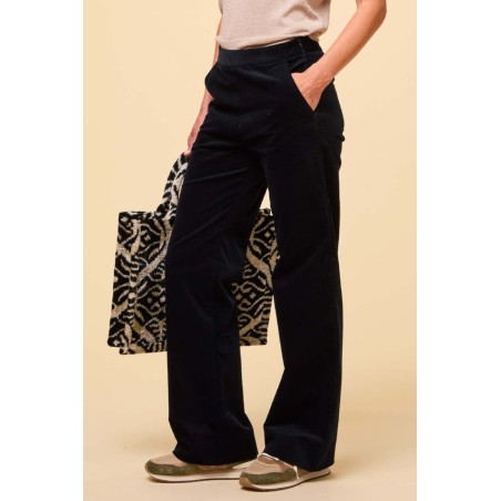 Limited Edition Juliette Cotton Stretch Velvet Trouser | Black Immediate Availability