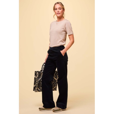 Limited Edition Juliette Cotton Stretch Velvet Trouser | Black Immediate Availability