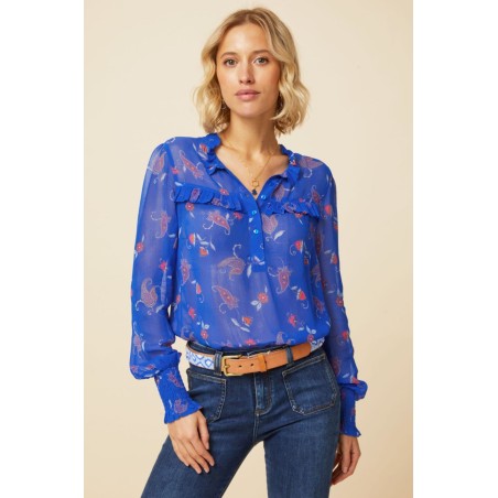 Limited Edition Kaitlyn Blouse | Cobalt/Orange New Collection