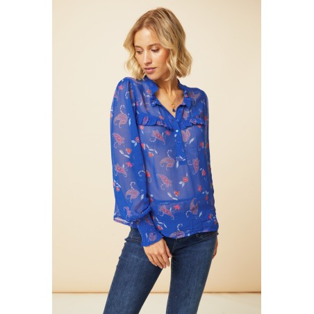 Limited Edition Kaitlyn Blouse | Cobalt/Orange New Collection