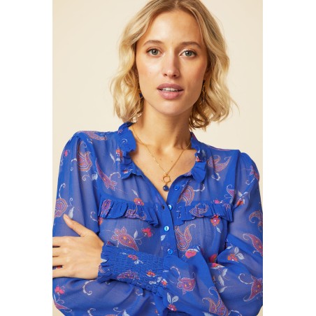 Limited Edition Kaitlyn Blouse | Cobalt/Orange New Collection