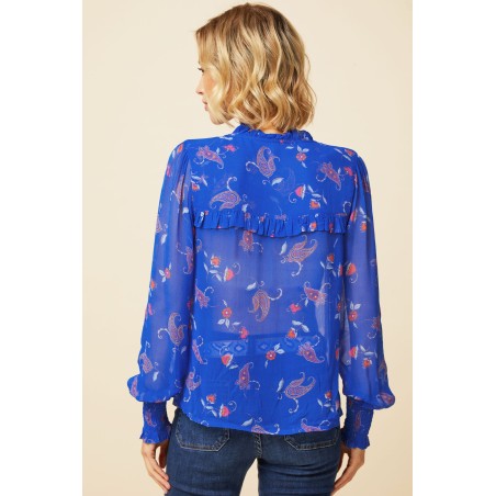 Limited Edition Kaitlyn Blouse | Cobalt/Orange New Collection