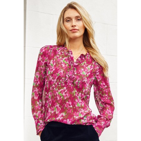 Limited Edition Kassidy Blouse | Hazy Floral Burgundy/Pink Available for Immediate Shipping