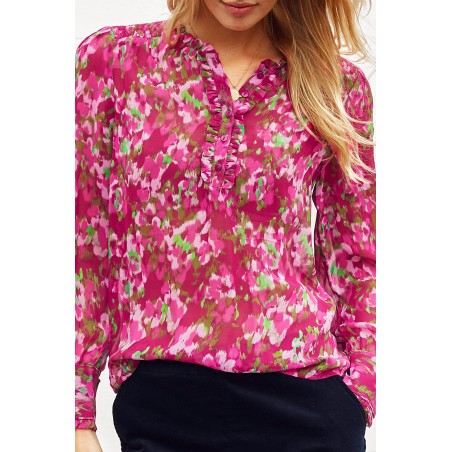 Limited Edition Kassidy Blouse | Hazy Floral Burgundy/Pink Available for Immediate Shipping